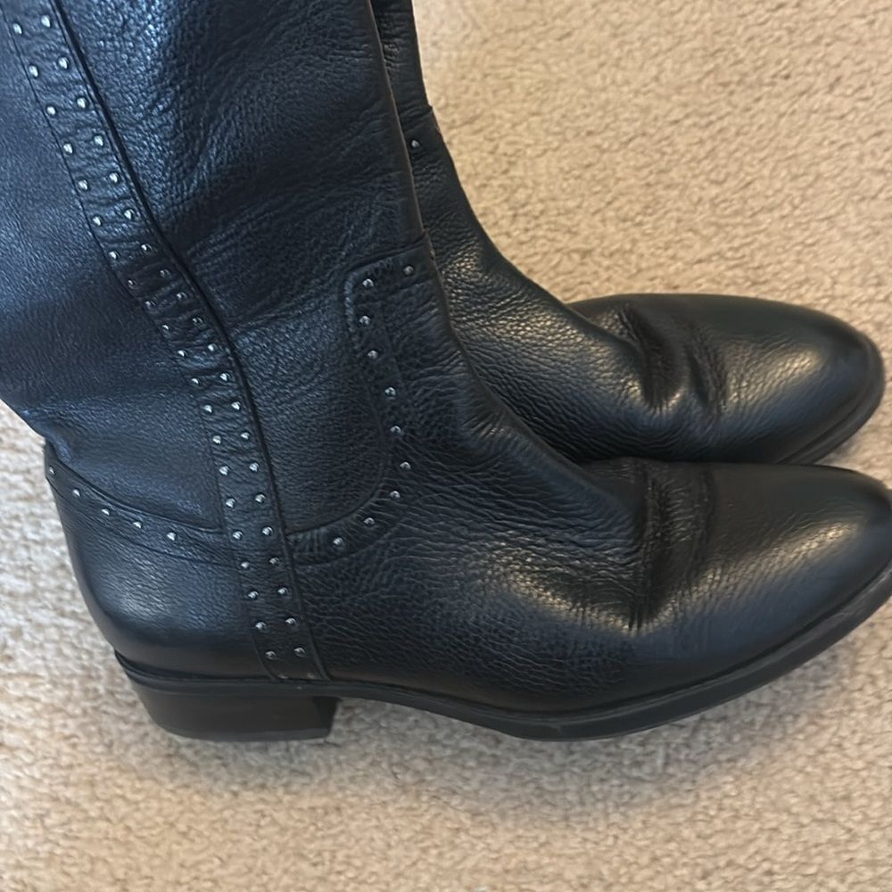 Sam Edelman Prina Riding Boot Black Studded Leather Flat Sz 10 - Picture 7 of 11